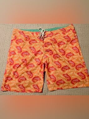 Bonobos Swim Trunk 40 Inch Waist Orange & Pink Men’s Swimwear 9 Inch Inseam